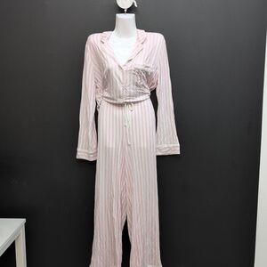 Victoria's Secret SoSoft Modal Long Pajama Set M Pretty Blossom Iconic Stripe